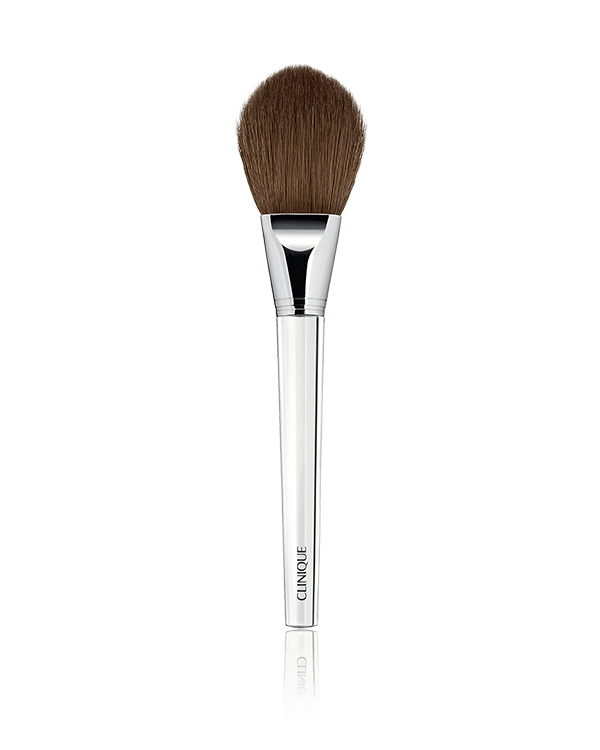 Powder Foundation Brush, Unique tapered natural-bristle brush for flawless, even application of powder foundation. Antibacterial technology.