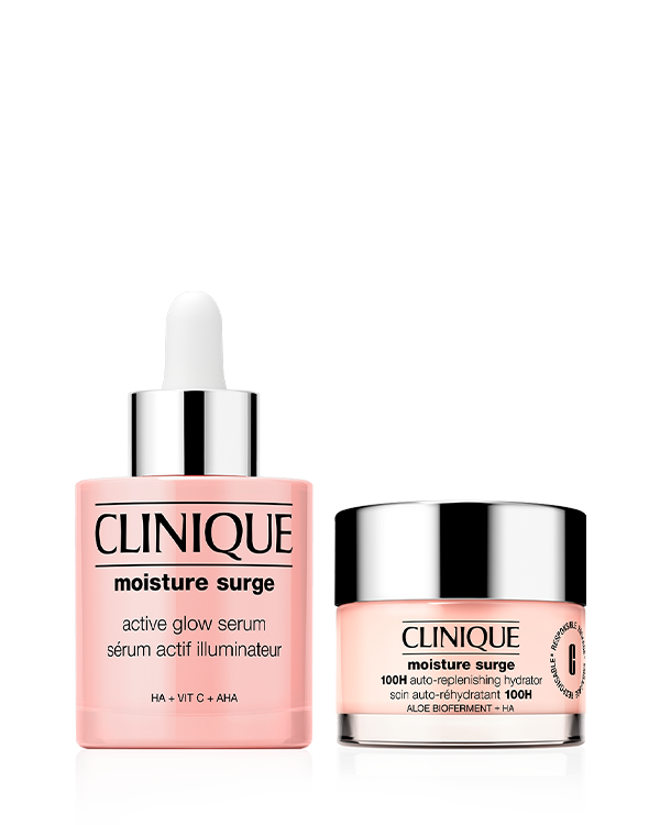 Moisture Surge™ Glow Duo (30% off at Checkout), Save 30% off at checkout on the Clinique’s Moisture Surge Duo features a 30ml 100H Auto-Replenishing Hydrator and a 30ml Active Glow Serum, clinically proven to deliver instant, long-lasting hydration and radiant glow