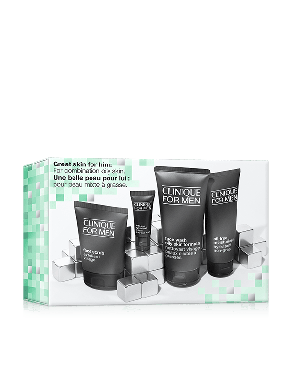 Great Skin For Him: For Combination Oily Skin, Four full-size skincare favorites to keep oilier skin looking fresh and hydrated. $301 value.
