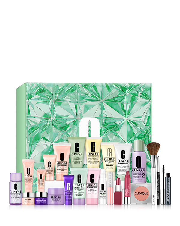 24 Days Of Clinique, Luxe gift set with 24 ways to make their holiday shine. Worth $703.