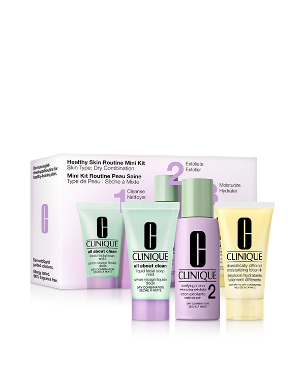 Healthy Skin Routine: Mini 3-Step Kit For Dry Skin, A dermatologist-developed 3-step skincare system, in trial-perfect mini sizes.