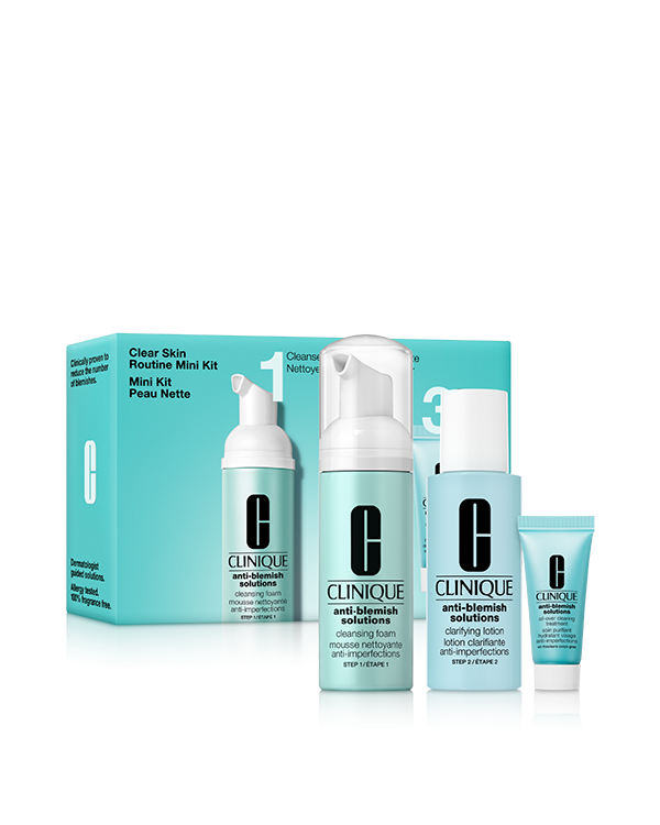 Clear Skin Routine: Mini Anti-Blemish Solutions Kit , A simple yet effective routine to fight the look of blemishes, in trial-perfect mini sizes.