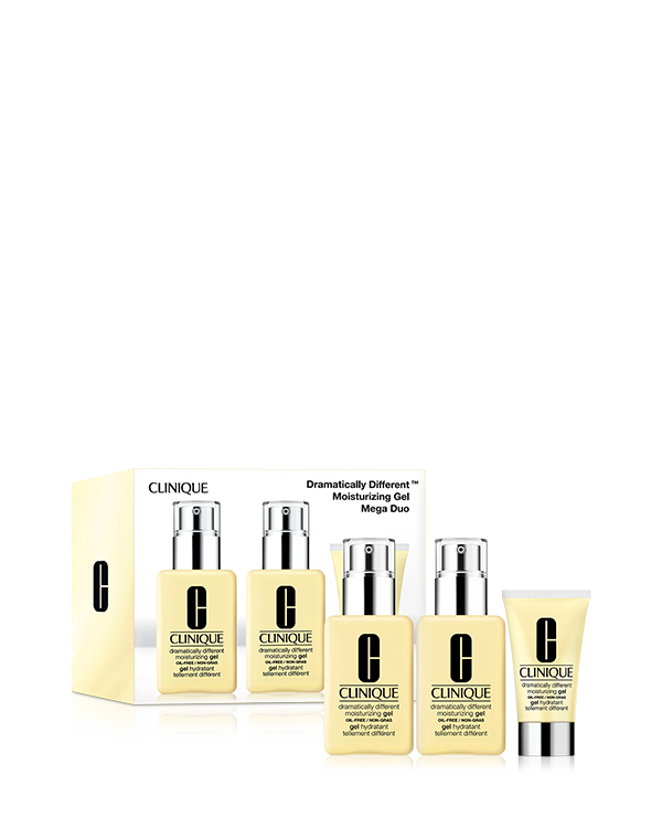 Dramatically Different™ Moisturizing Gel Mega Duo, Clinique&#039;s iconic oil-free moisturiser is dermatologist developed. Lightweight formula balances and refreshes oilier skin types.